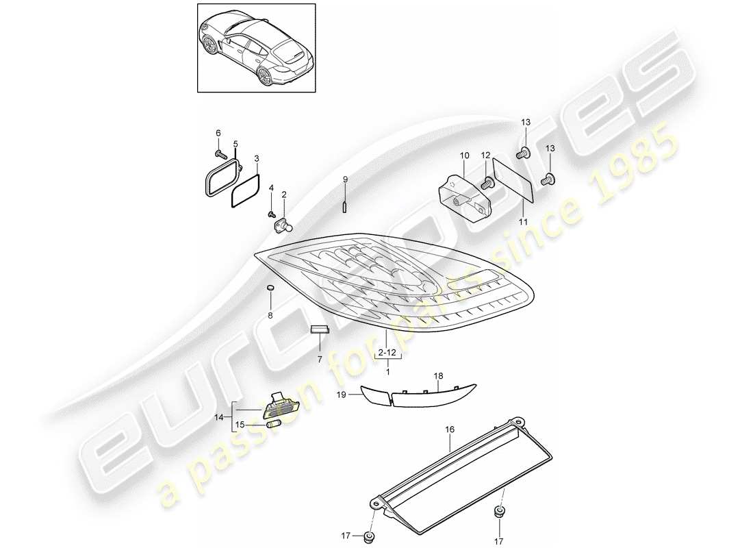 porsche 2013 (panamera 970) feu arrière schéma des pièces