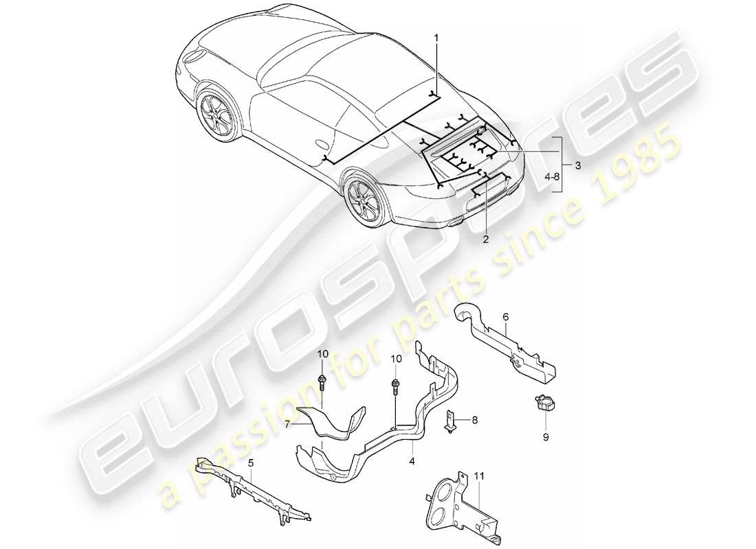 porsche 2005 (997-1) faisceaux de câbles schéma des pièces
