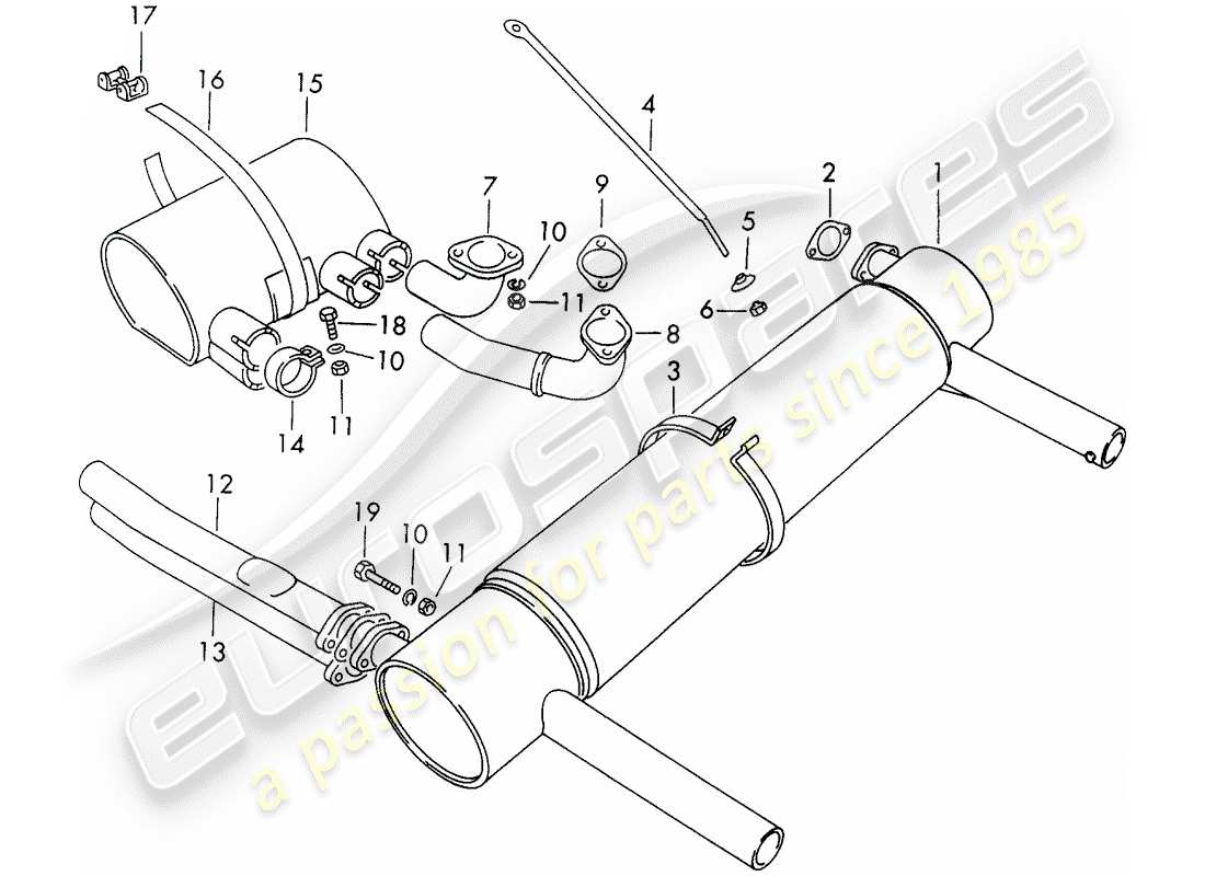 porsche 1964 (356b/356c) système d'échappement - version sport - retenue - nr. 1 diagramme de pièce