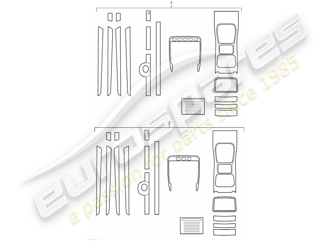 porsche 2011 (tequipment cayenne) 1 définir les moulures de garniture pour le diagramme de pièce