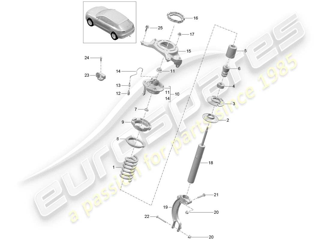 porsche 2014 (macan) suspension à ressort en acier schéma des pièces