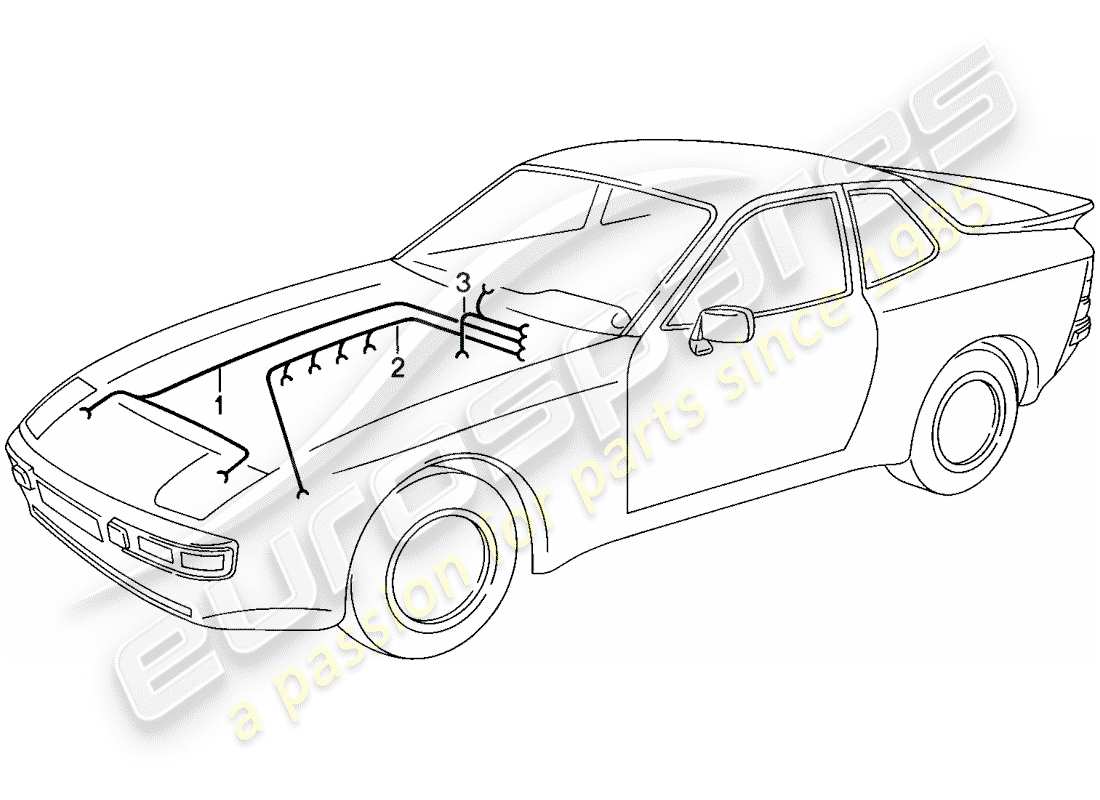 porsche 1986 (944) faisceau de cablage - moteur - chauffage - climatiseur schéma des pièces