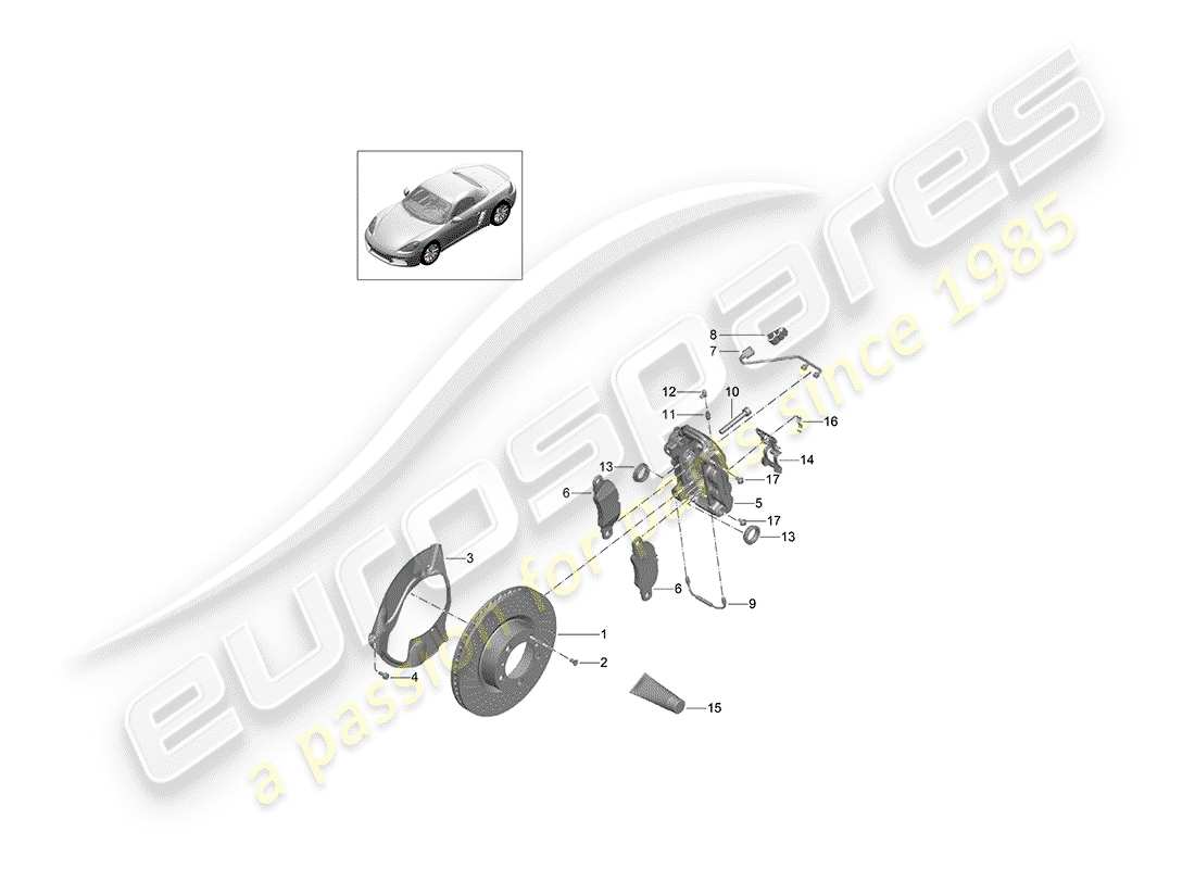 porsche 2017 (718 boxster) freins à disque schéma des pièces