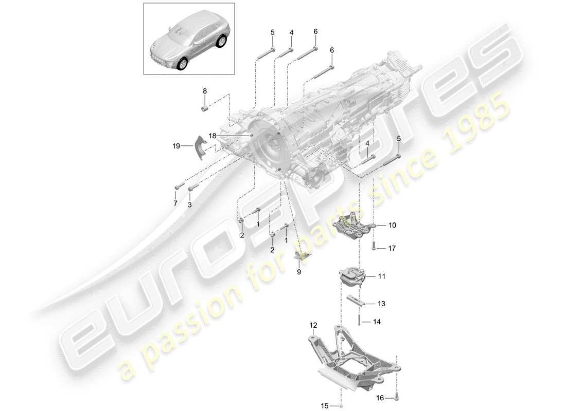 porsche 2018 (macan) pièces de montage pour moteur et schéma des pièces