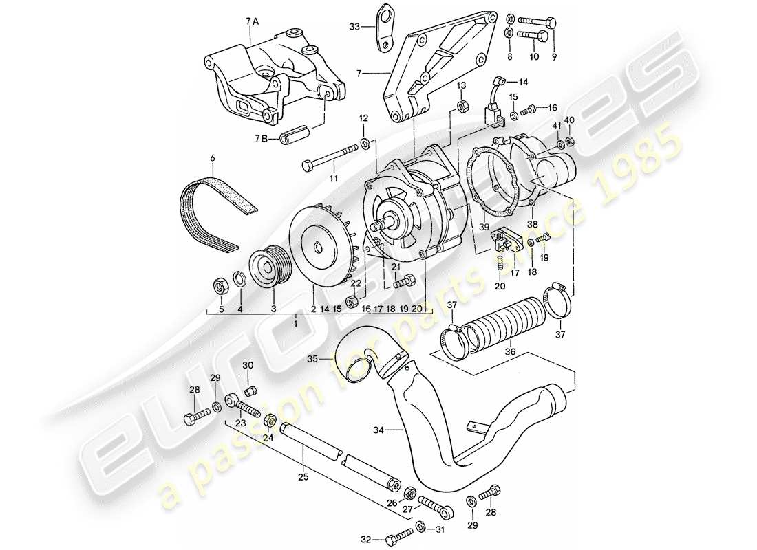 porsche 1990 (944) alternateur - avec : - attaches schéma des pièces