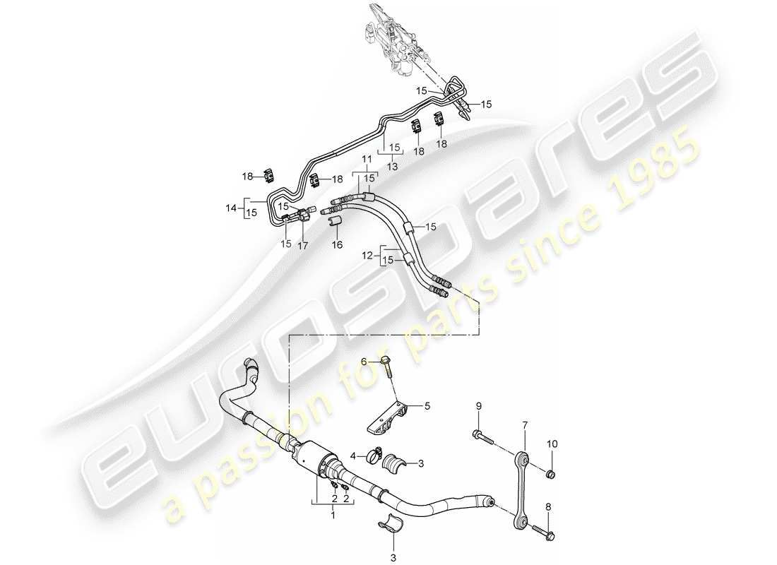 porsche 2010 (cayenne e1 9pa) schéma des pièces du stabilisateur