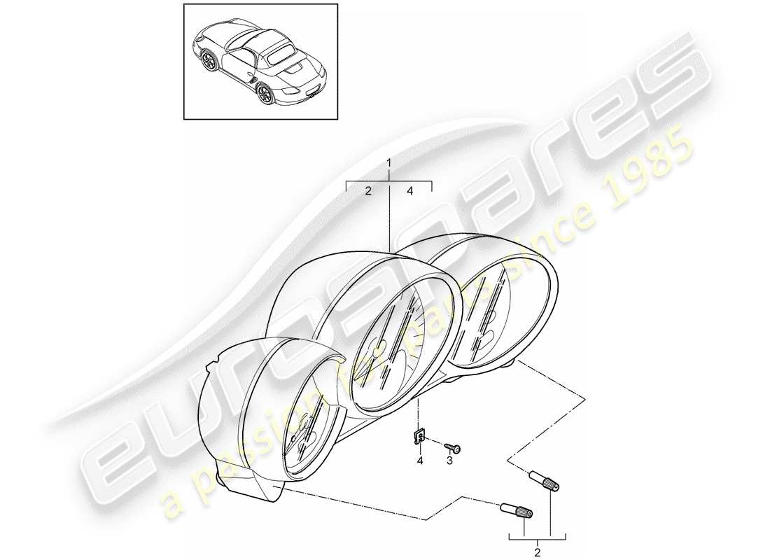 porsche 2010 (987 boxster) schéma des pièces des instruments