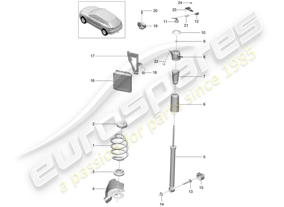 porsche 2018 (macan) suspension à ressort en acier schéma des pièces