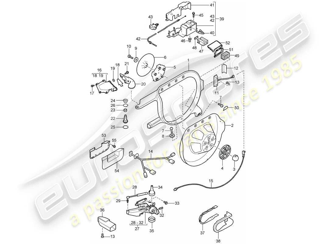 porsche 2010 (cayenne e1 9pa) schéma des pièces du support