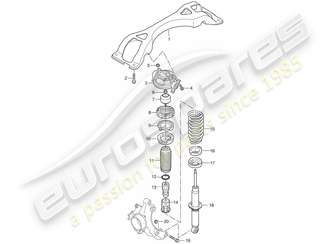 porsche 2010 (cayenne e1 9pa) schéma des pièces de suspension