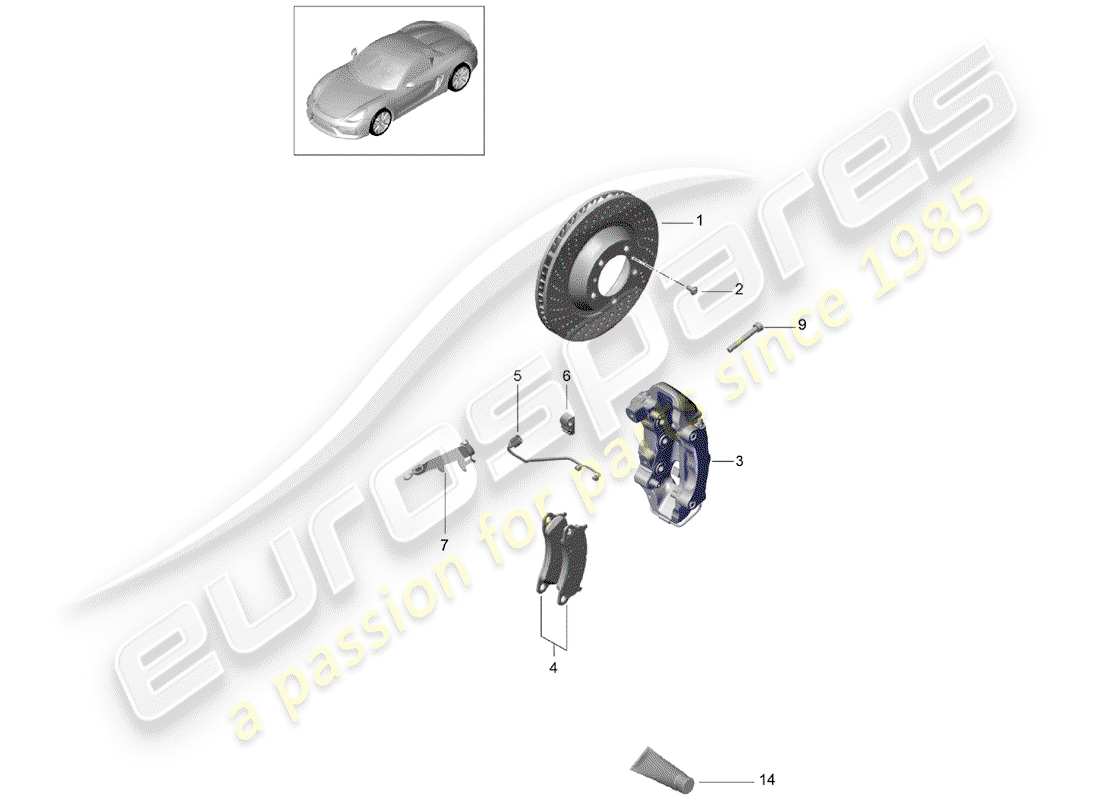 porsche 2016 (981 boxster spyder) freins à disque schéma des pièces