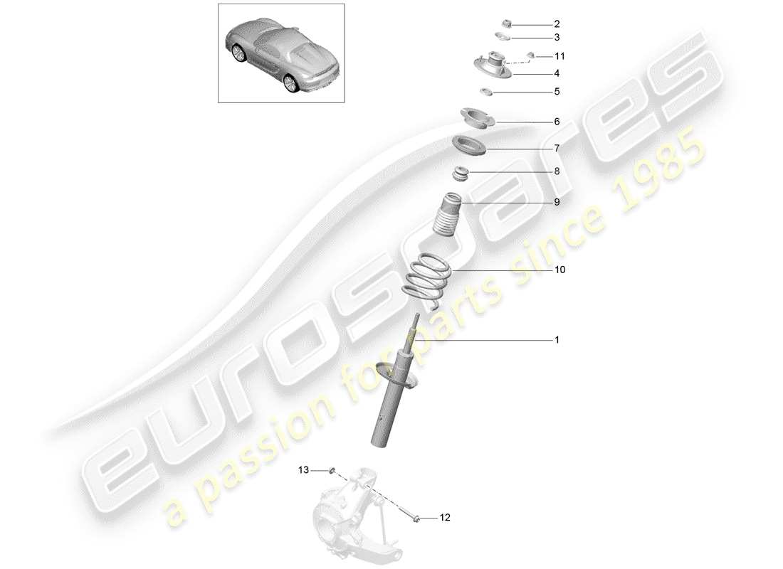 porsche 2016 (981 boxster spyder) amortisseur schéma des pièces