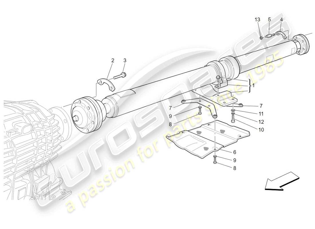 maserati granturismo (2009) arbre de transmission schéma des pièces