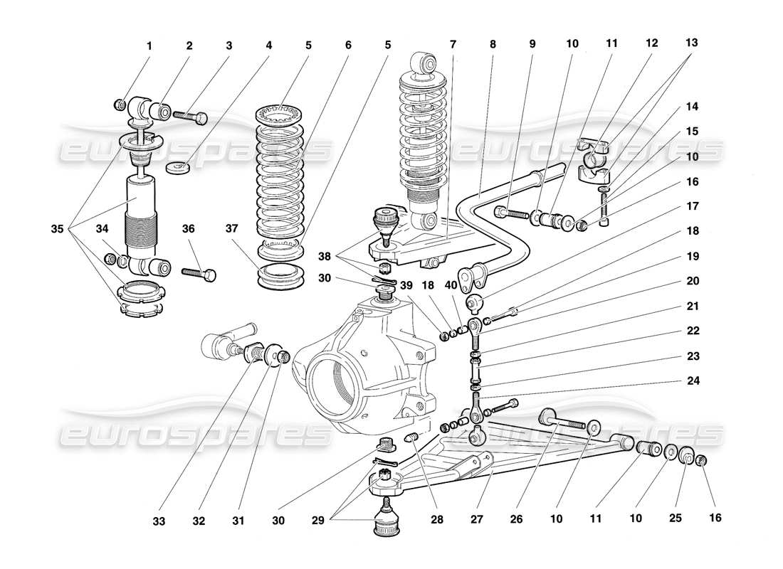 lamborghini diablo se30 (1995) suspension avant schéma des pièces