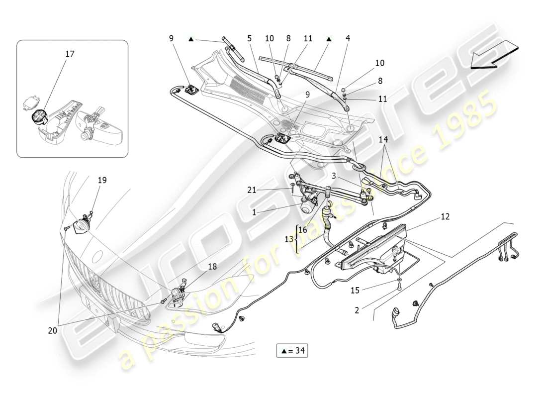 maserati qtp 3.0 bt v6 410hp (2014) schéma des pièces des dispositifs externes du véhicule