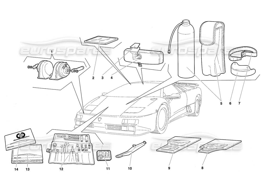 lamborghini diablo se30 (1995) accessoires schéma des pièces