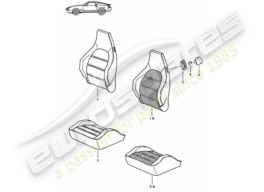 un schéma de pièces du catalogue de pièces porsche 1994 (seats for 944/968/911/928)