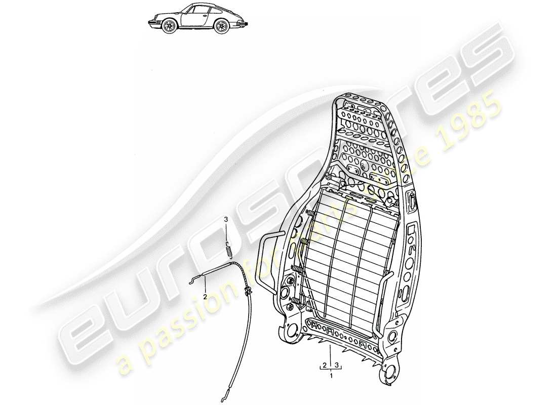 un schéma de pièces du catalogue de pièces porsche 1995 (seats for 944/968/911/928)