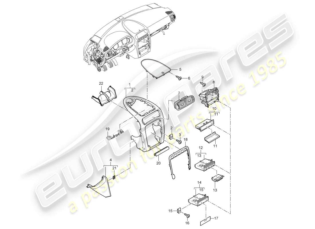 un schéma de pièces du catalogue de pièces porsche 2003 (cayenne e1 9pa)