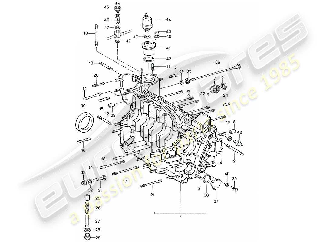 un schéma de pièces du catalogue de pièces porsche 959