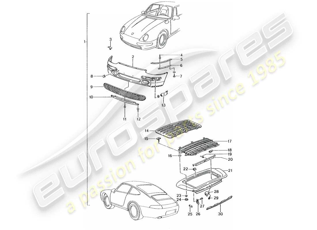 un schéma de pièces du catalogue de pièces porsche 1995 (tequipment)