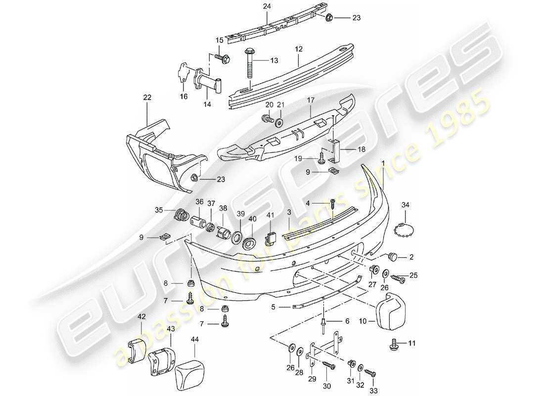 un schéma de pièces du catalogue de pièces porsche 2001 (996)