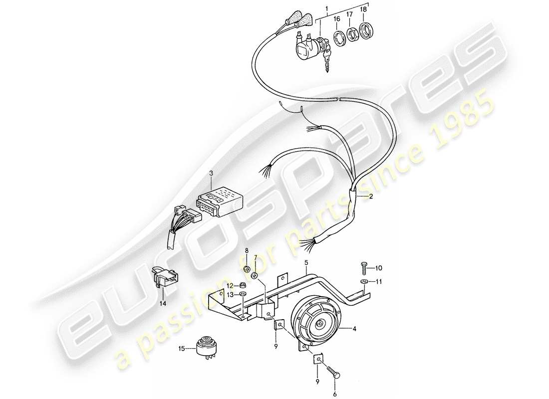 un schéma de pièces du catalogue de pièces porsche 959