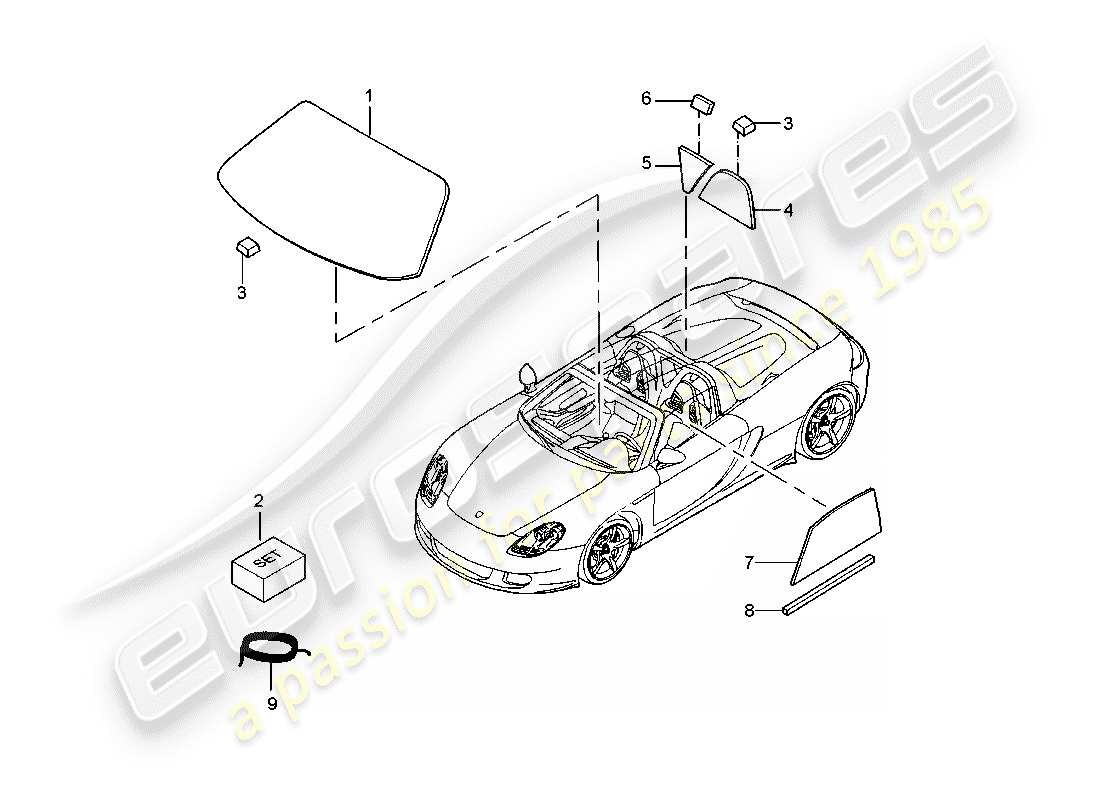 un schéma de pièces du catalogue de pièces porsche 2005 (carrera gt)