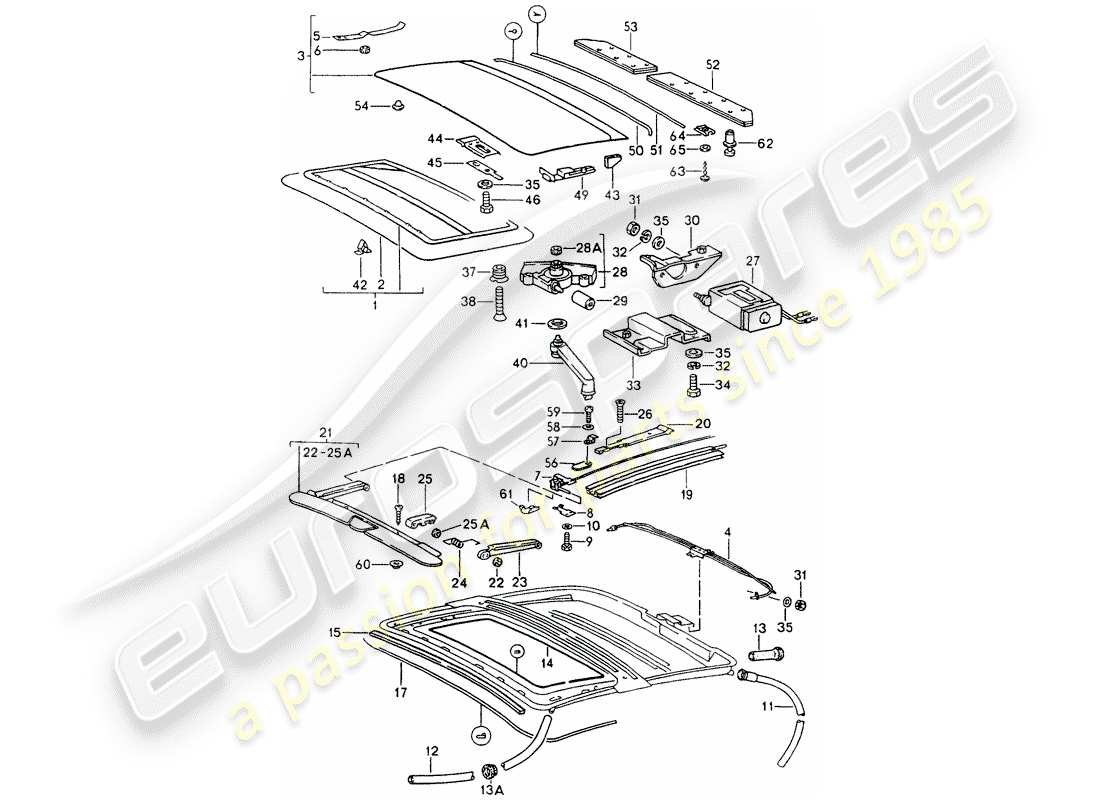un schéma de pièces du catalogue de pièces porsche 964