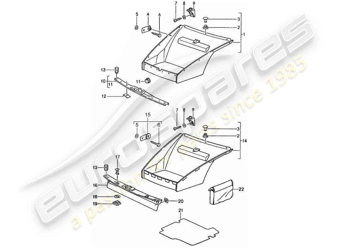 un schéma de pièces du catalogue de pièces porsche 964