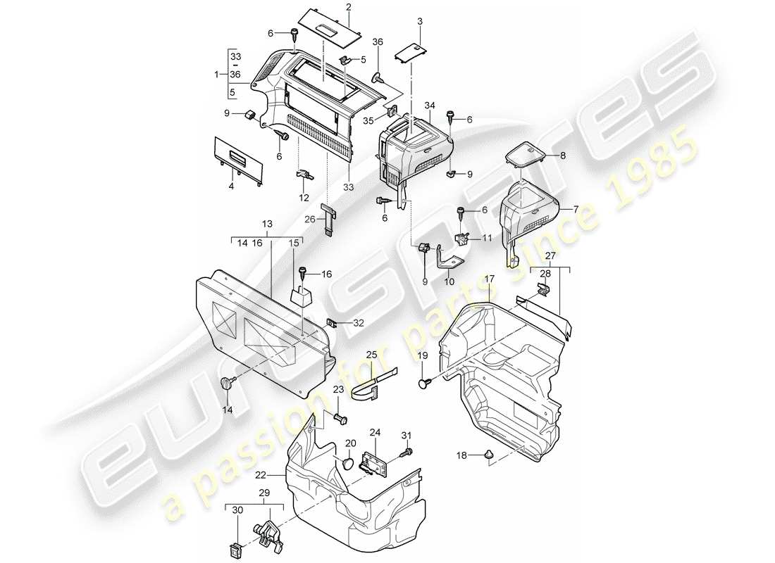 un schéma de pièces du catalogue de pièces porsche 997