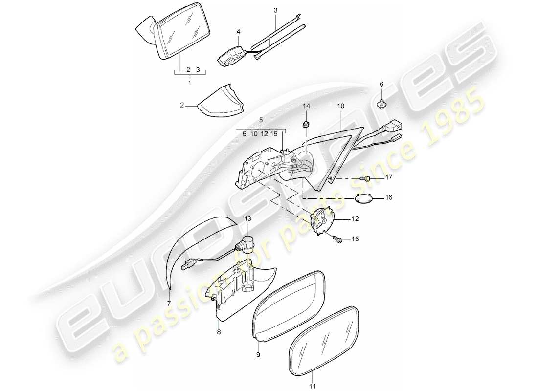 un schéma de pièces du catalogue de pièces porsche 2004 (cayenne e1 9pa)