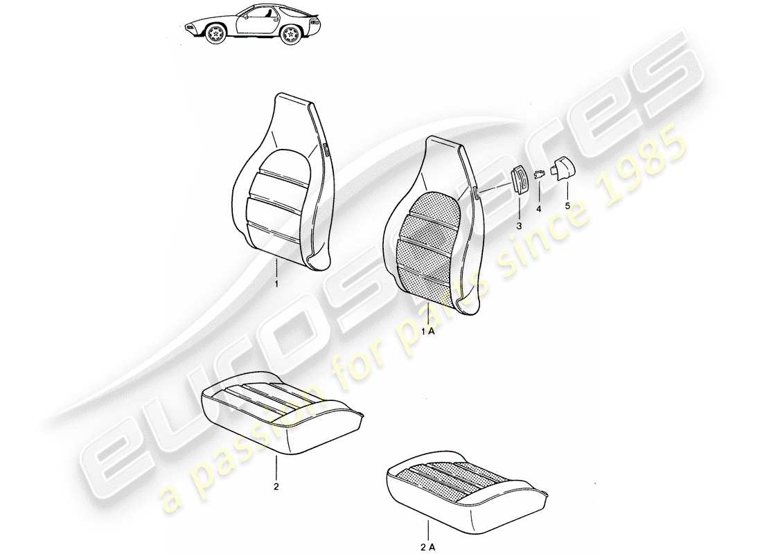 un schéma de pièces du catalogue de pièces porsche 1992 (seats for 944/968/911/928)