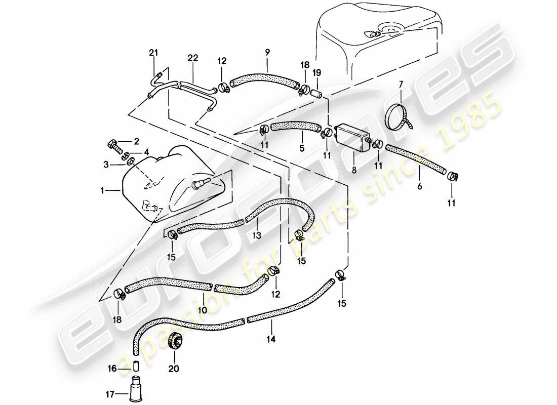 un schéma de pièces du catalogue de pièces porsche 1986 (911)