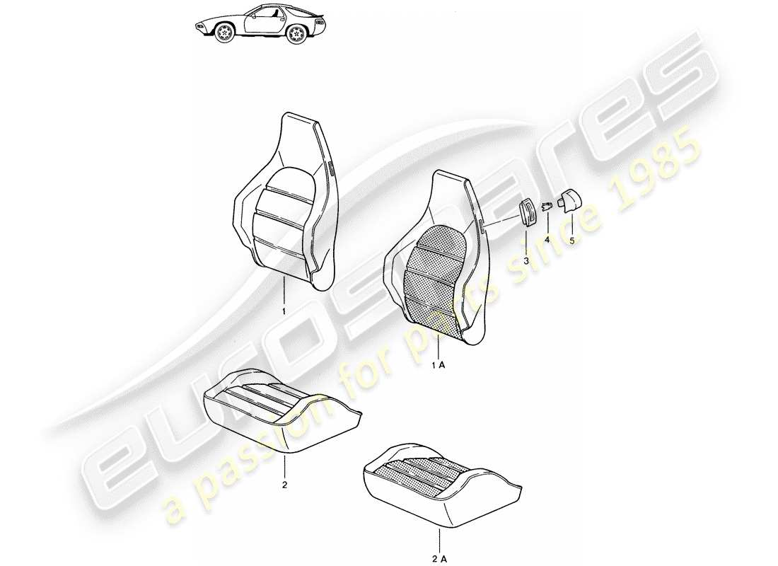 un schéma de pièces du catalogue de pièces porsche 1995 (seats for 944/968/911/928)
