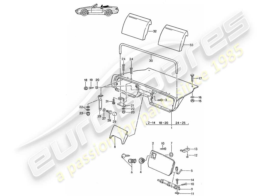 un schéma de pièces du catalogue de pièces porsche 1989 (seats for 944/968/911/928)