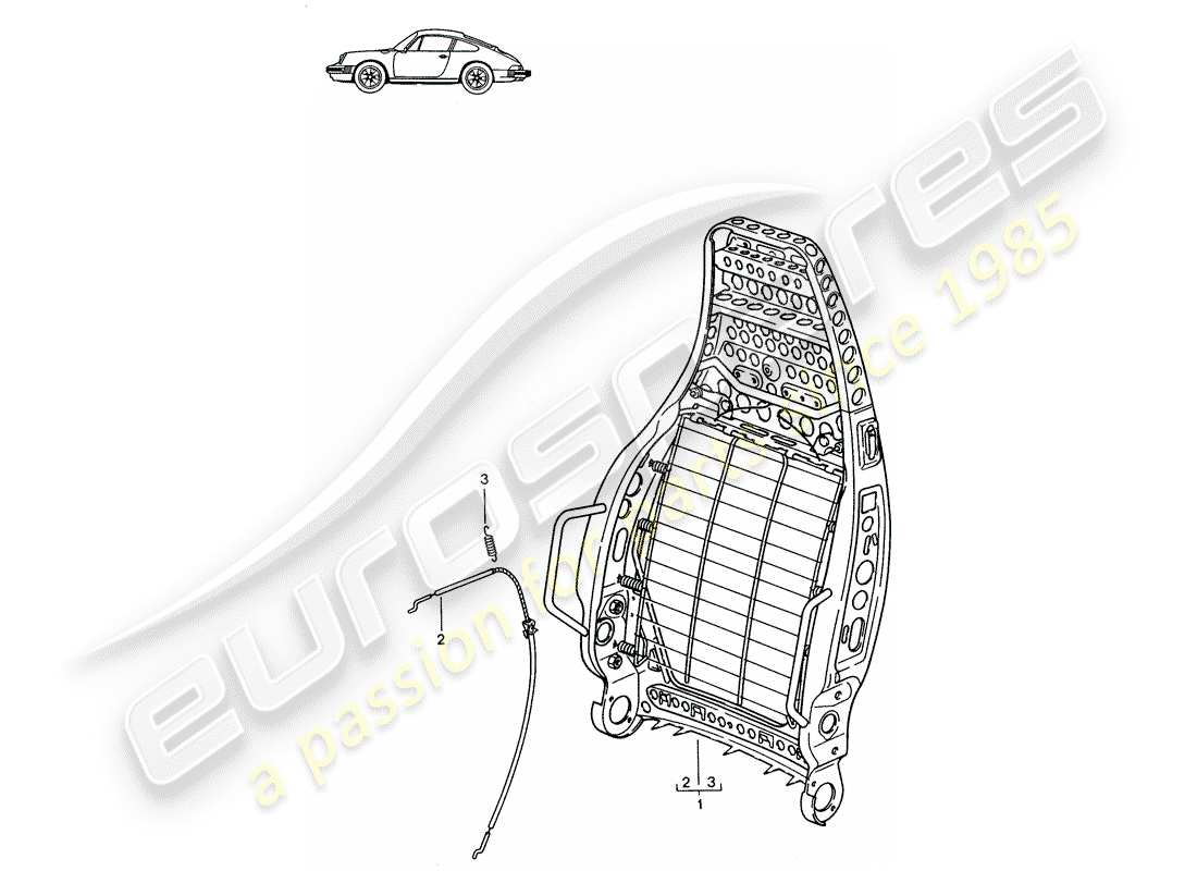 un schéma de pièces du catalogue de pièces porsche 1998 (seats for 944/968/911/928)