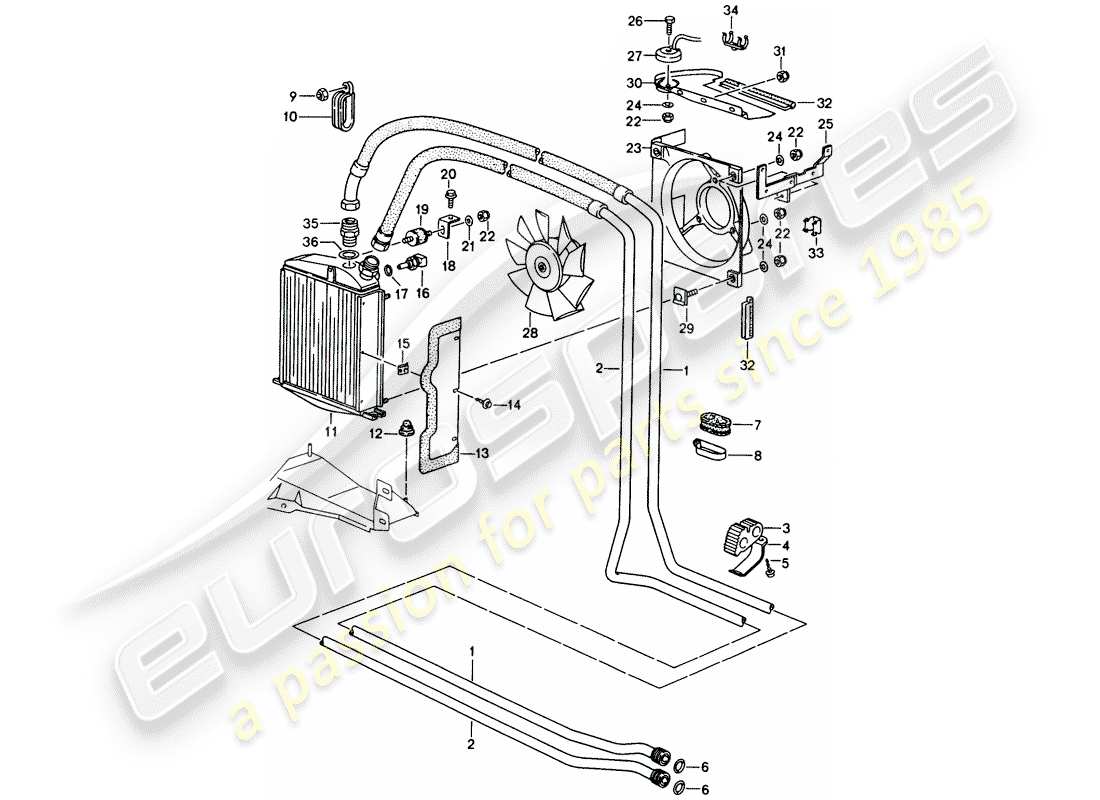 un schéma de pièces du catalogue de pièces porsche 1996 (993)