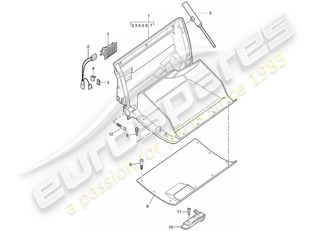 un schéma de pièces du catalogue de pièces porsche boxster