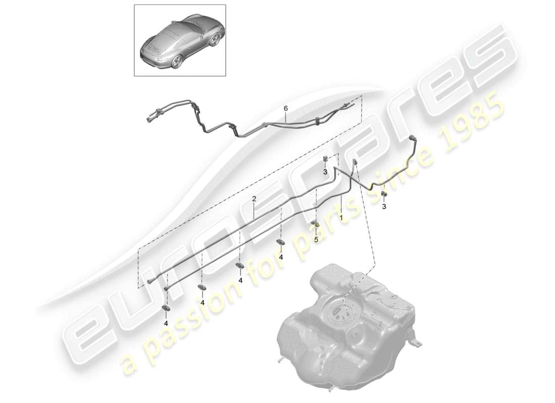 un schéma de pièces du catalogue de pièces porsche 2016 (991-1)