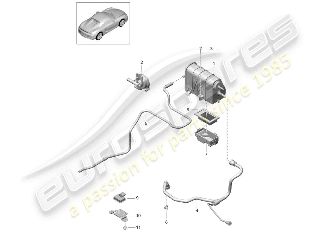 un schéma de pièces du catalogue de pièces porsche 2016 (981 boxster spyder)