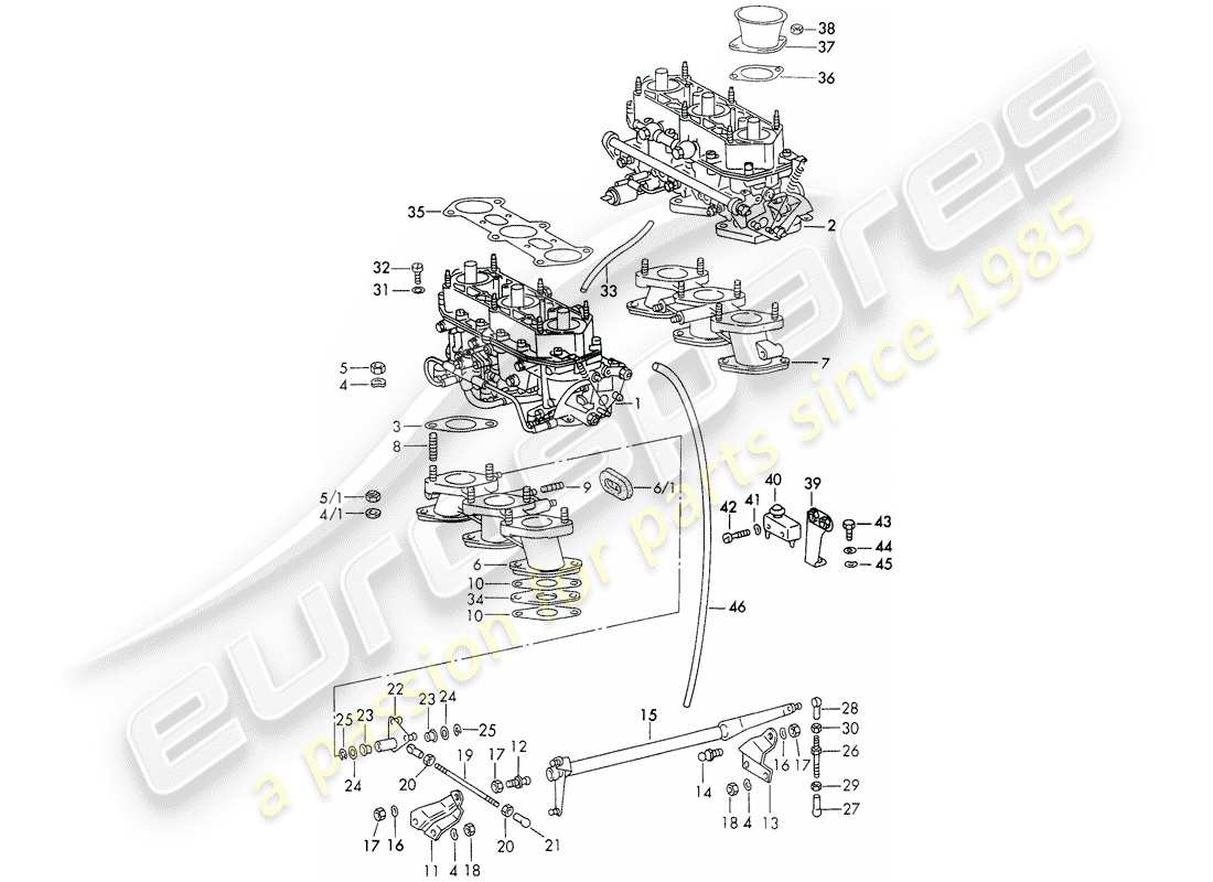 un schéma de pièces du catalogue de pièces porsche 1973 (911)
