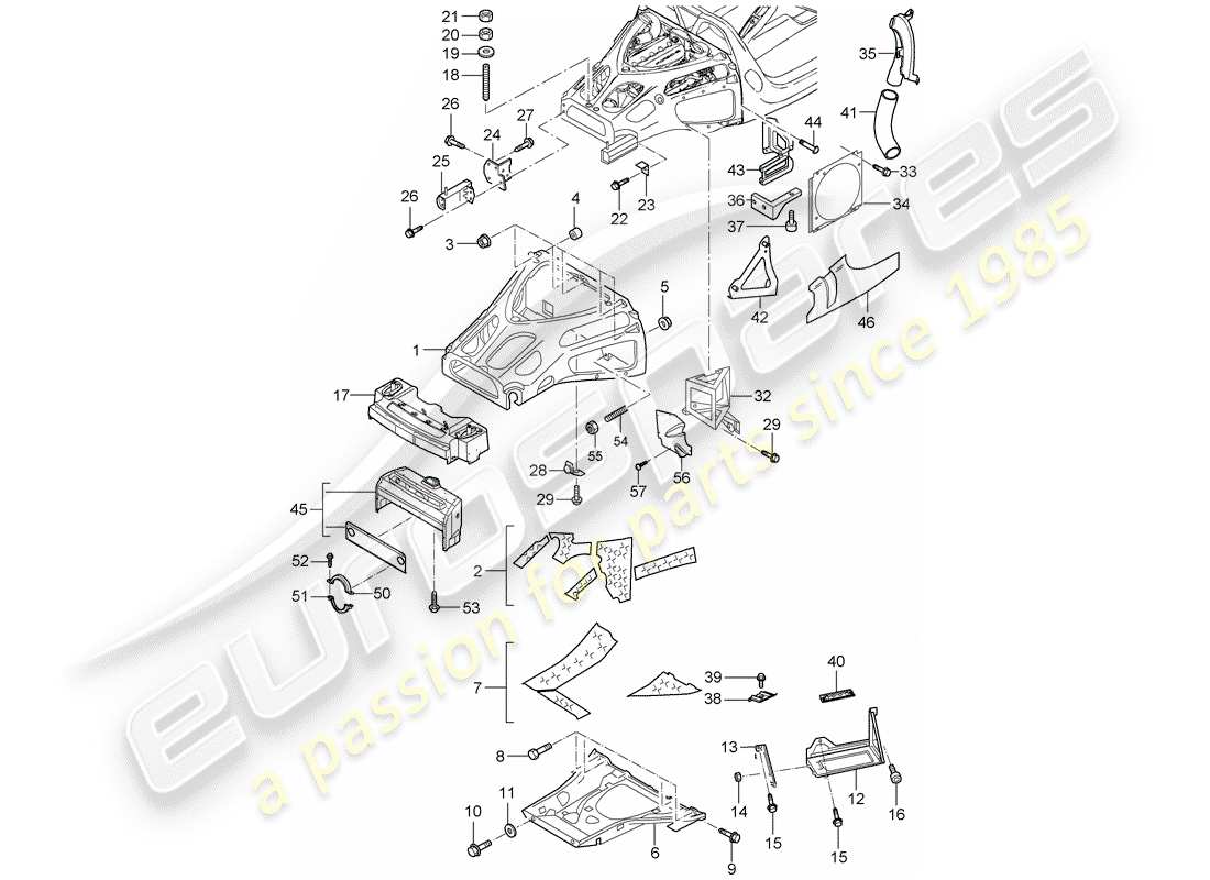 un schéma de pièces du catalogue de pièces porsche carrera gt