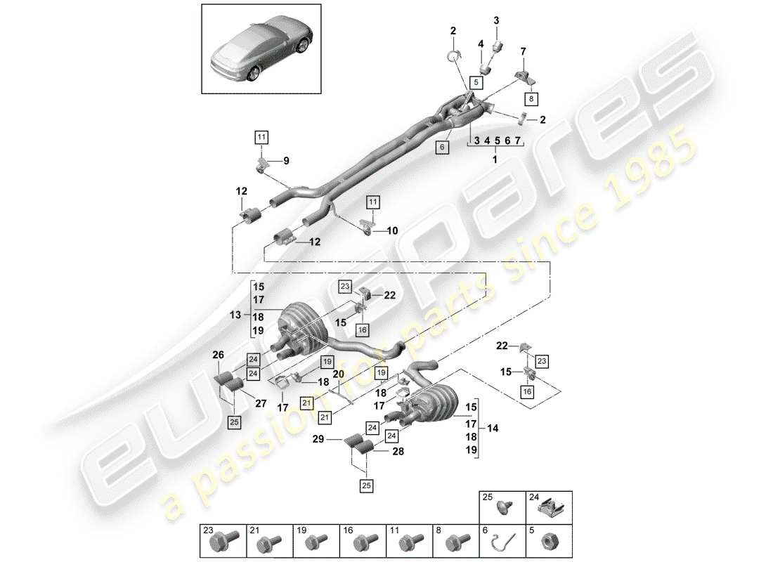 un schéma de pièces du catalogue de pièces porsche panamera