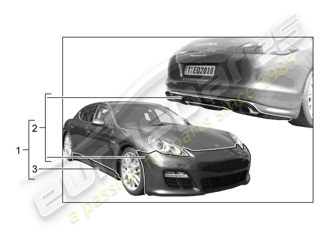 un schéma de pièces du catalogue de pièces porsche 2011 (tequipment panamera)