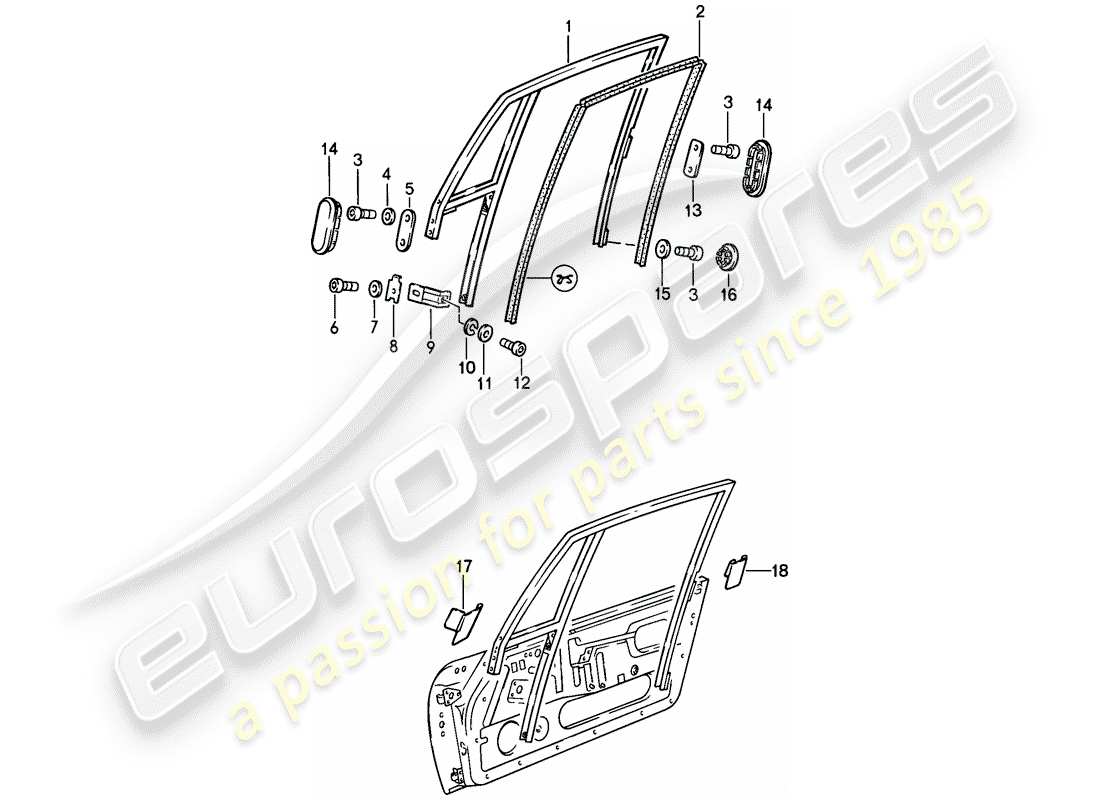 un schéma de pièces du catalogue de pièces porsche 1989 (911)
