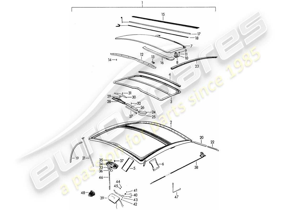 un schéma de pièces du catalogue de pièces porsche 356