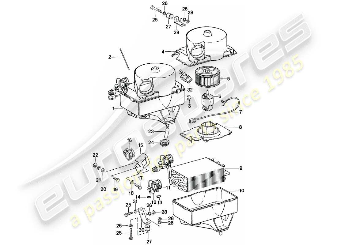 un schéma de pièces du catalogue de pièces porsche 924