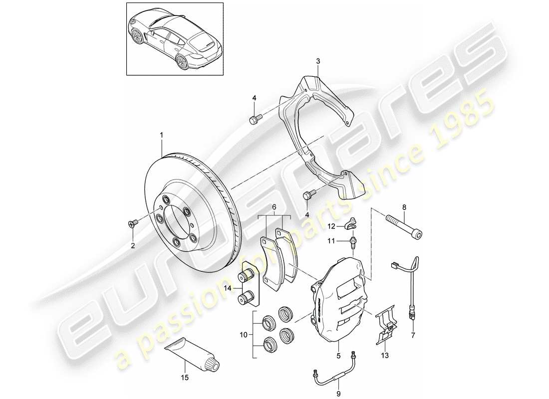 porsche 2010 (panamera 970) freins à disque schéma des pièces