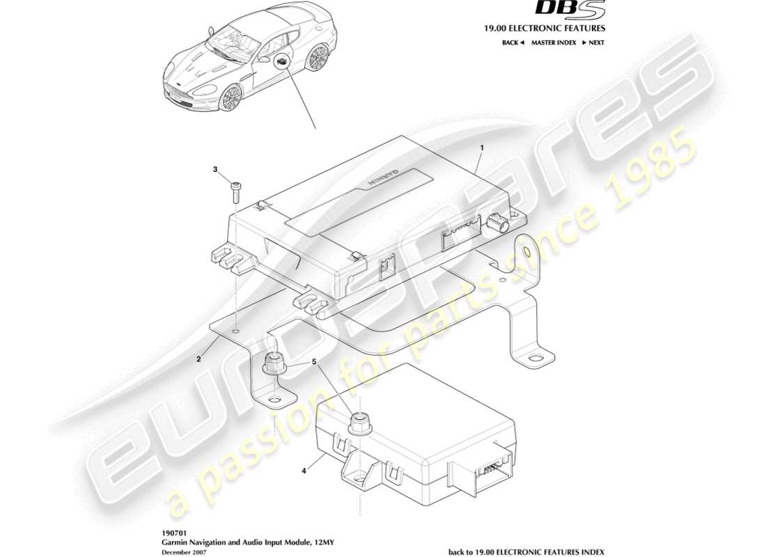 un schéma de pièces du catalogue de pièces aston martin dbs